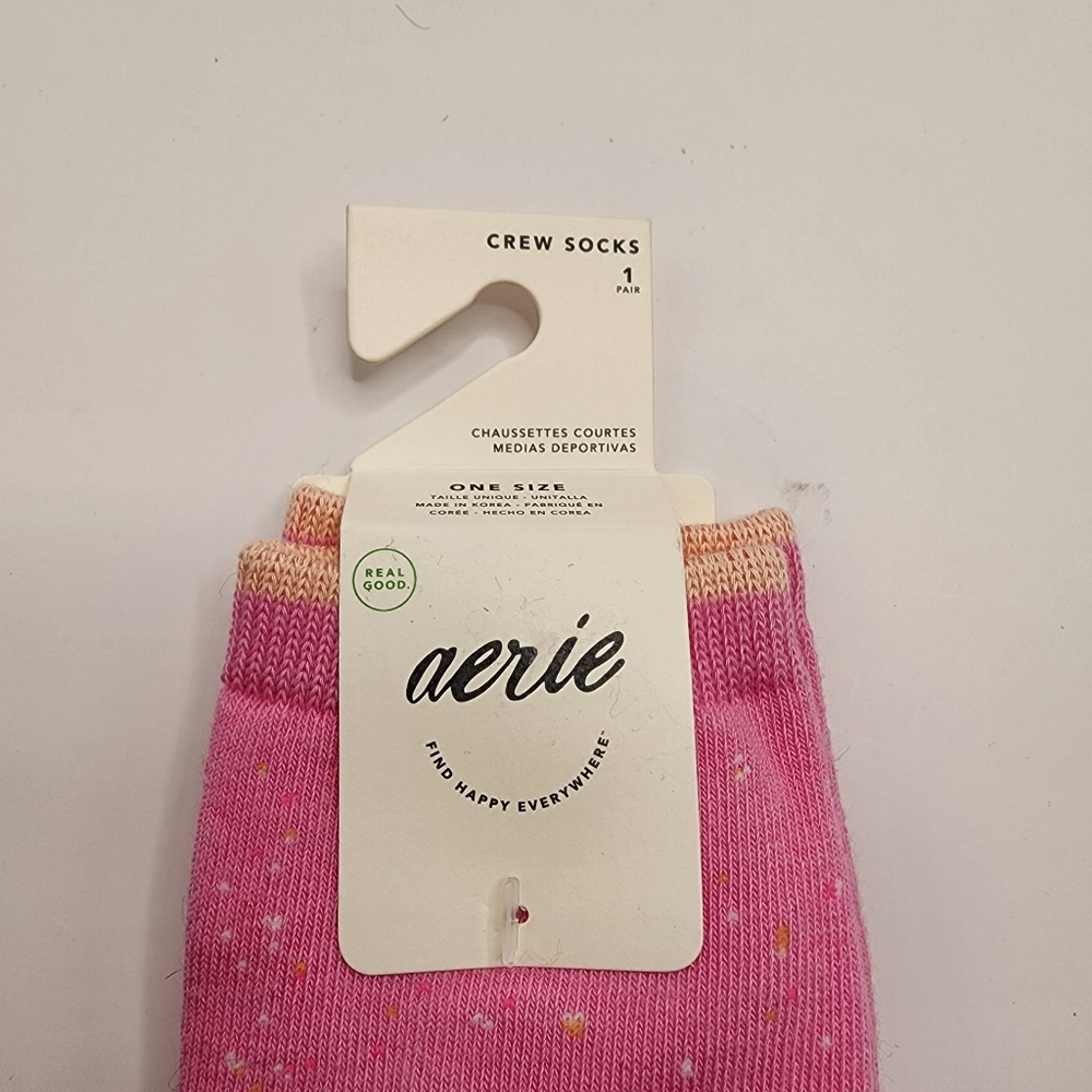 Aerie Pink‎ Red Speckled Crew Sock Nwt - Picture 3 of 4